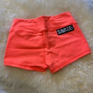 Neon Orange Savage barbell Booty Shorts
